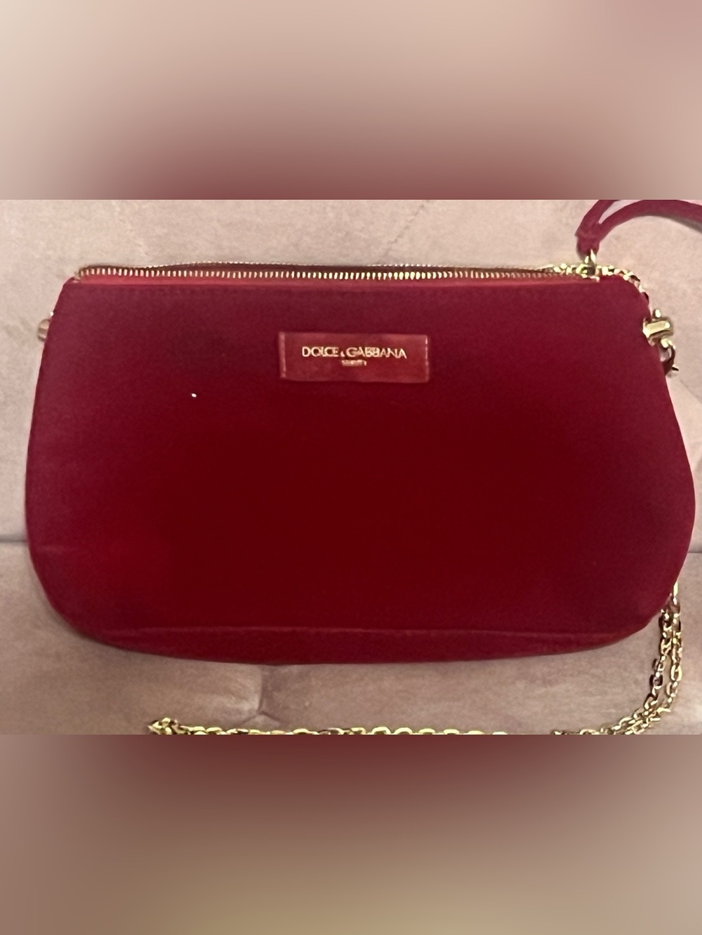 Dolce & Gabbana Deep Burgundy Velvet Clutch Panel